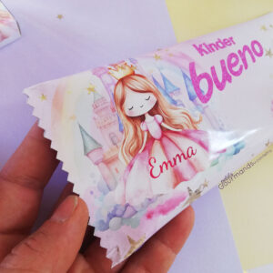 Kinder Bueno personnalisé avec emballage anniversaire enfant thème princesse, anniversaire, baby shower